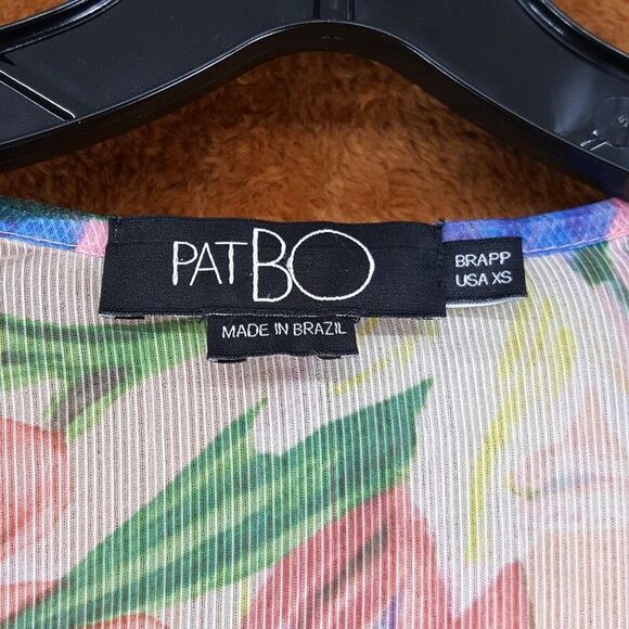 PATBO Womens Dress XS Pink Iris Floral Crochet Robe Tie Front Cascading Sheer - Picture 7 of 14